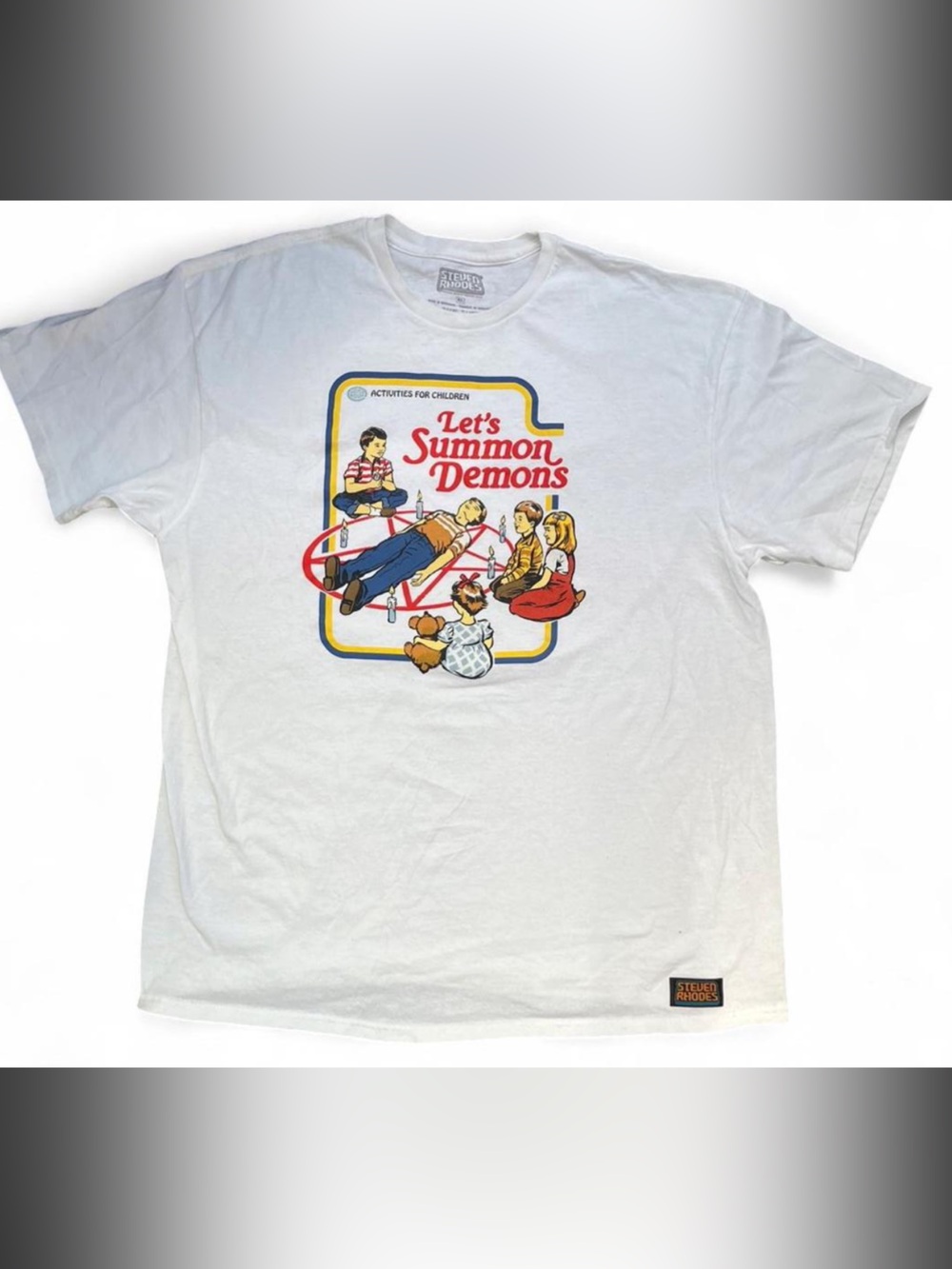 Steven Rhodes size XL Vintage Style "Let's Summon Demons" Graphic Tee - White